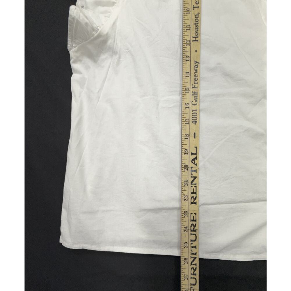 NWT Gap white Relaxed Poplin Flutter Sleeve Top Sz XXL v-neckline ruffle trim - Picture 8 of 10